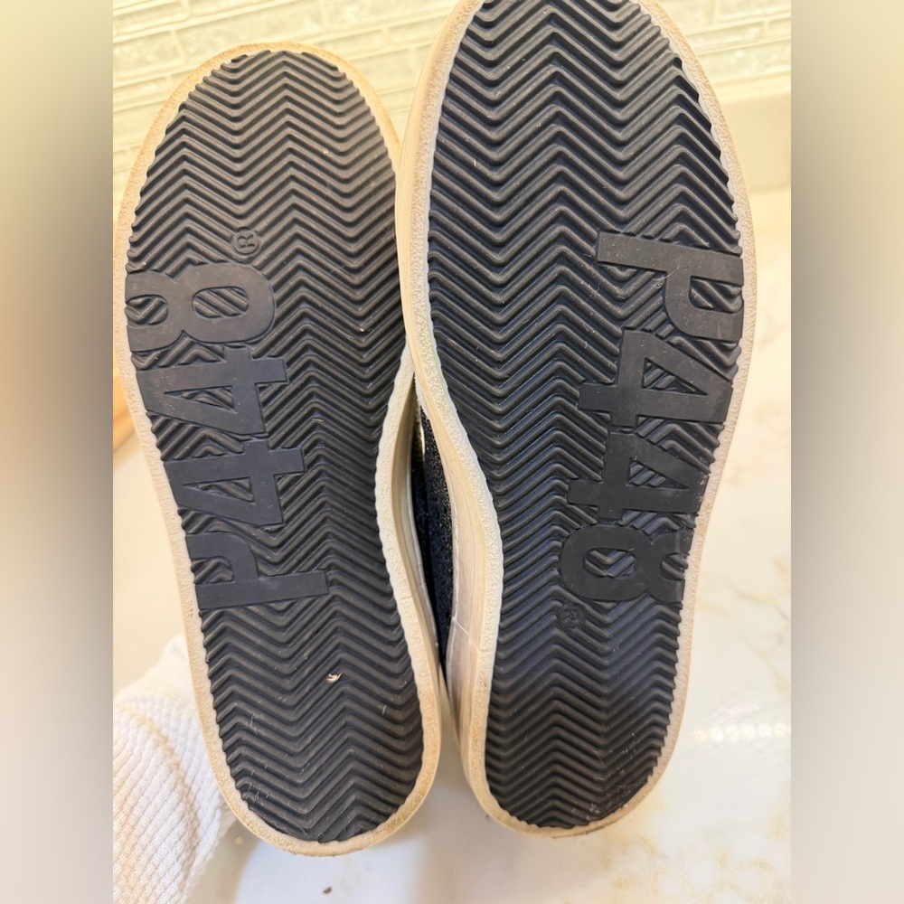 P448 Sneakers John Glitter Black Sparkle Low Top Sneaker Shoes Size 38 US 7.5 - Picture 5 of 6